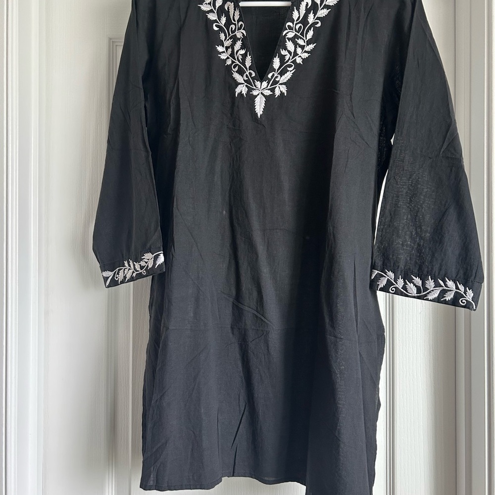 Black Tunic with White Embroidery